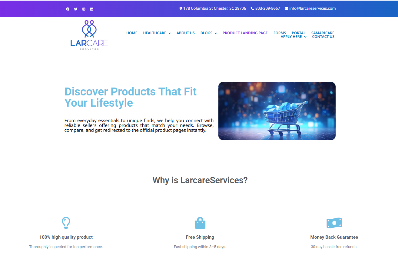 Lar Care – Health Services & E-commerce Hub